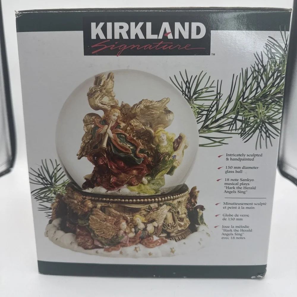 Kirkland Christmas Musical Waterglobe Revolving Base Snow Globe Hark Angel Works